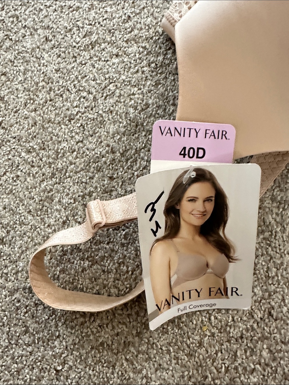 Vanity Fair Nude Bra with Lace Side Panels underwire 40D - Picture 3 of 3